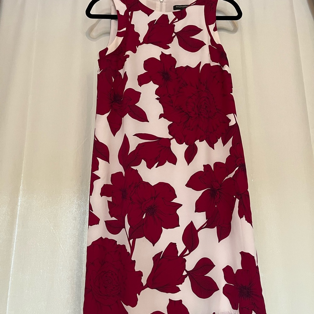 Banana Republic Red Floral Midi Dress